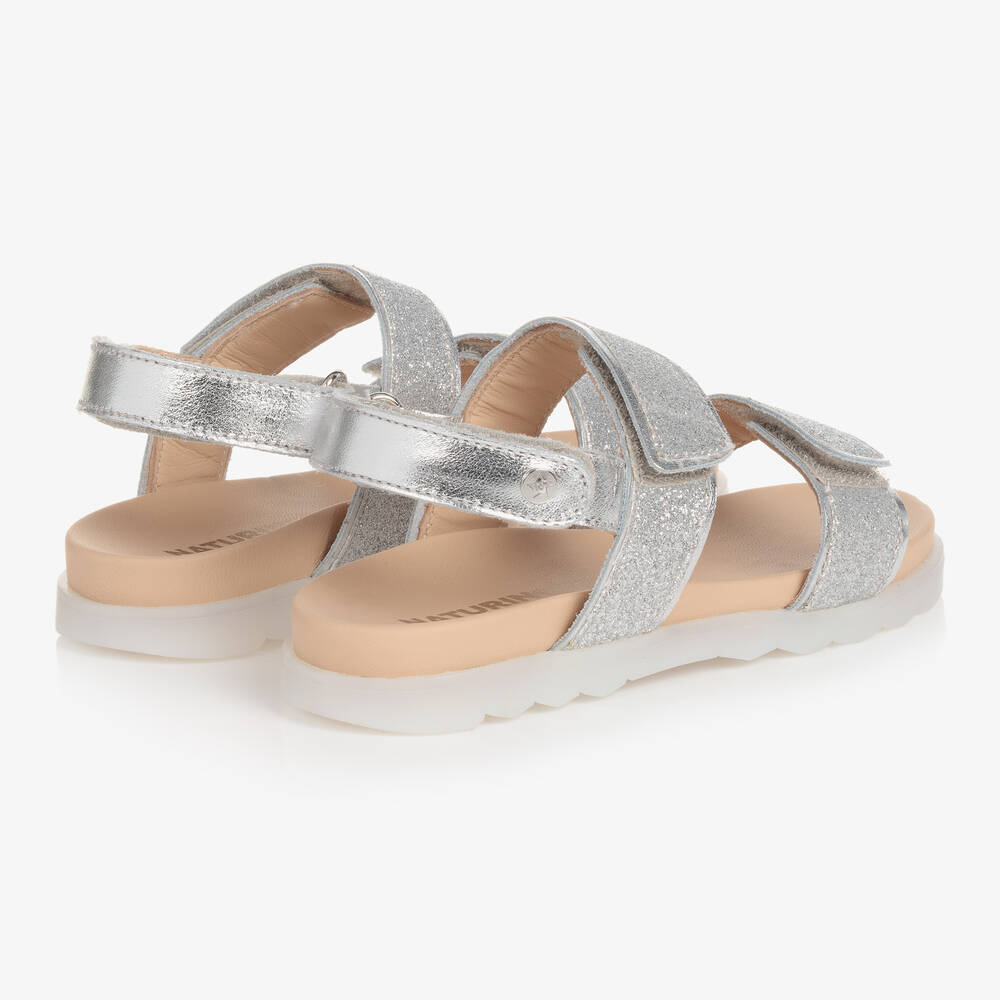Girls silver glitter sandals top
