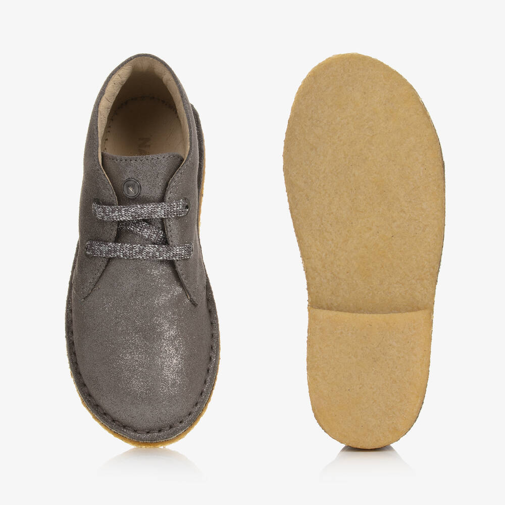 Naturino-Girls Silver Glittery Suede Boots | Childrensalon Outlet