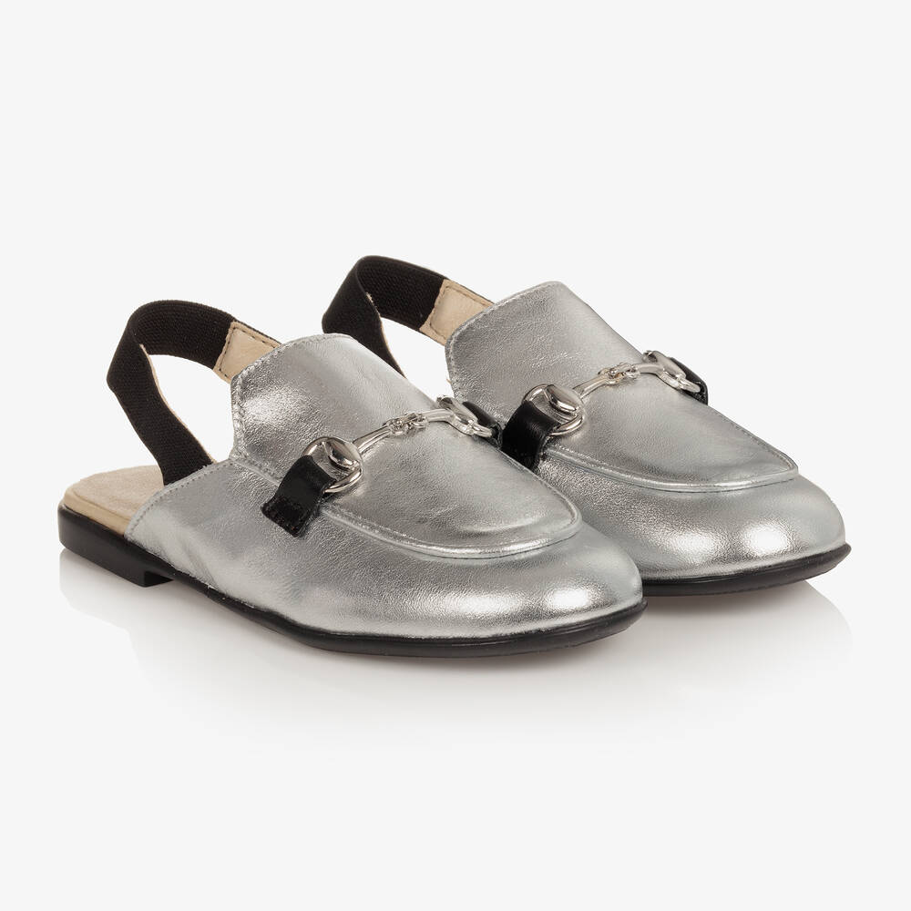 Naturino - Girls Silver Horsebit Loafers | Childrensalon