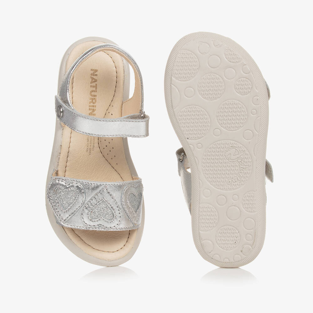 Naturino Girls Silver Leather Sandals Childrensalon Outlet