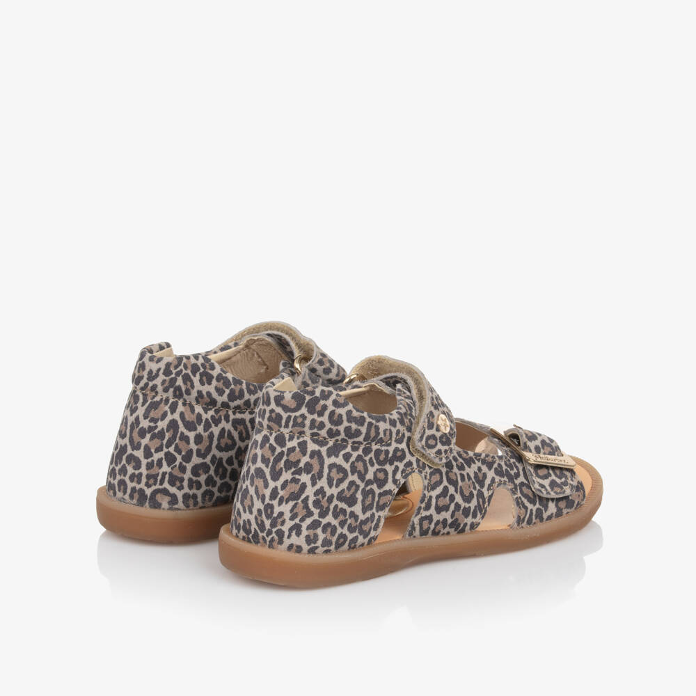 Naturino-Girls Taupe Leopard Leather Sandals | Childrensalon Outlet