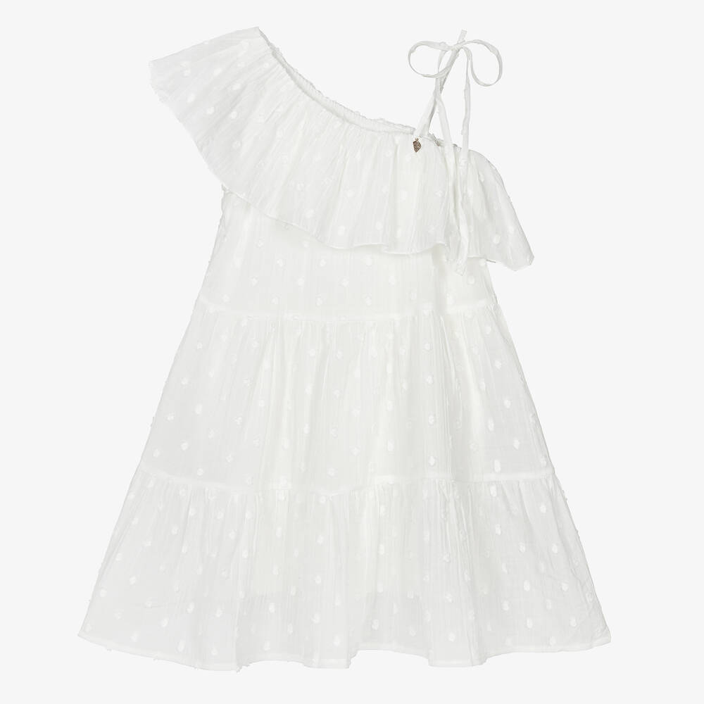 Naturino - Girls White Cotton Dress | Childrensalon