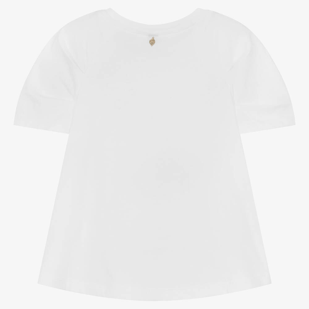 Tu & Io by Naturino-Girls White Cotton Flamingo T-Shirt | Childrensalon Outlet