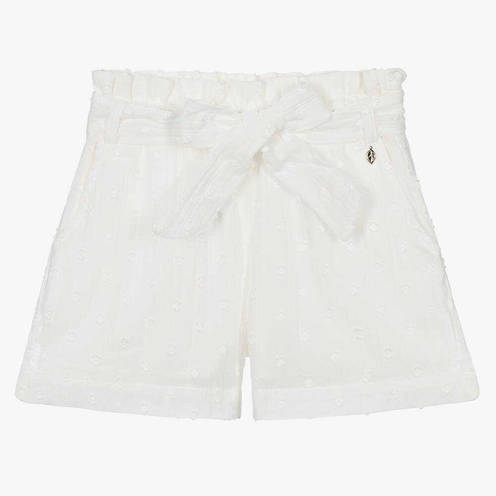 White paperbag shop waist shorts