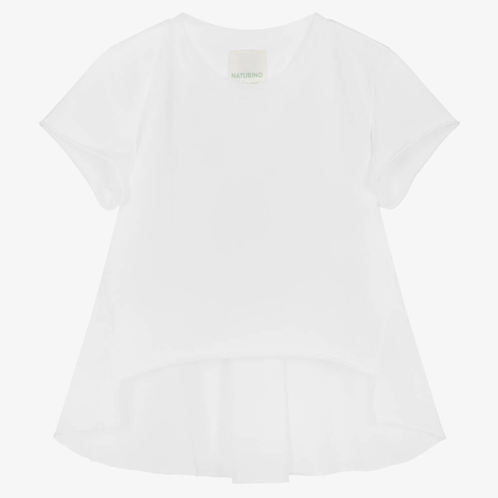 Naturino - Girls White Cotton Top | Childrensalon