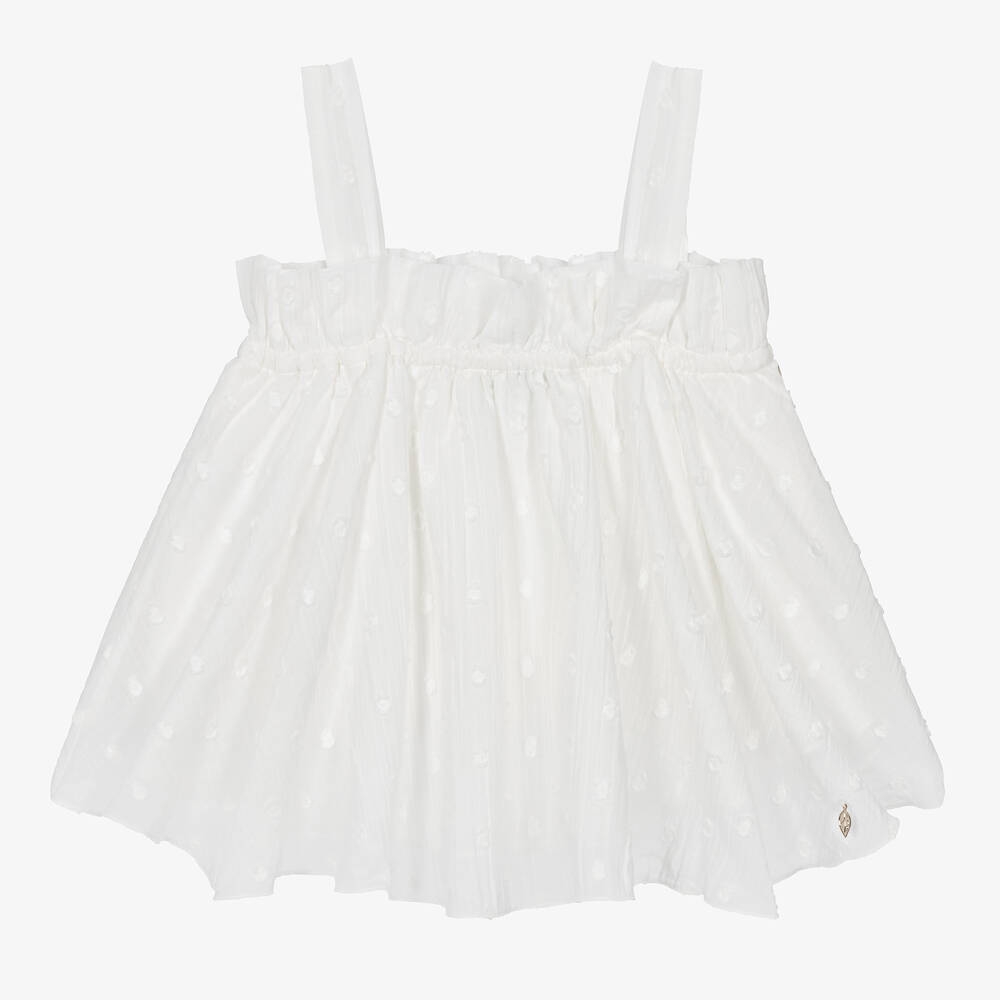 Naturino - Girls White Cotton Top | Childrensalon