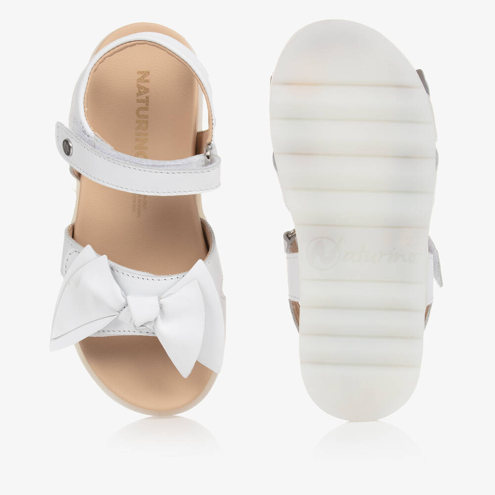 Naturino-Girls White Leather Bow Sandals | Childrensalon Outlet