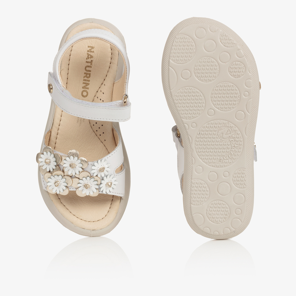Naturino Girls White Leather Sandals Childrensalon Outlet
