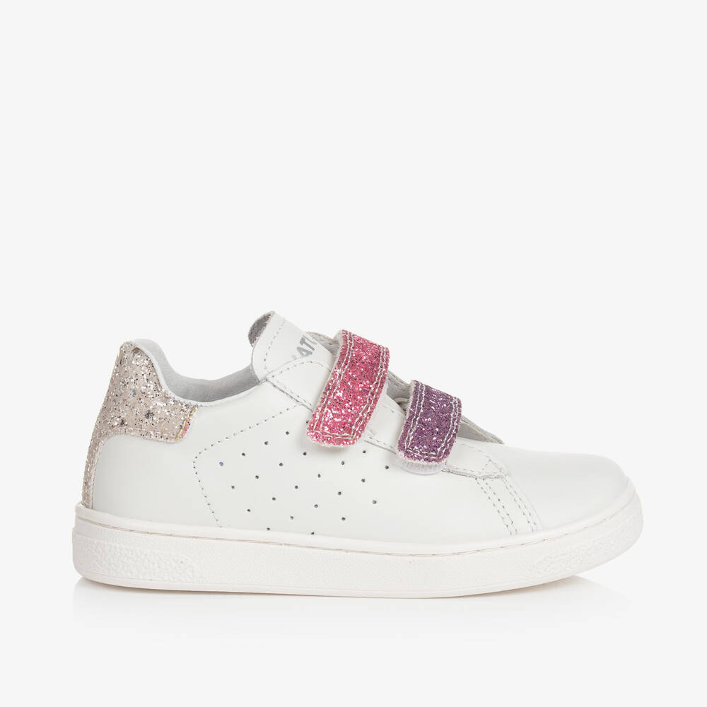 Naturino-Girls White Leather Velcro Trainers | Childrensalon Outlet