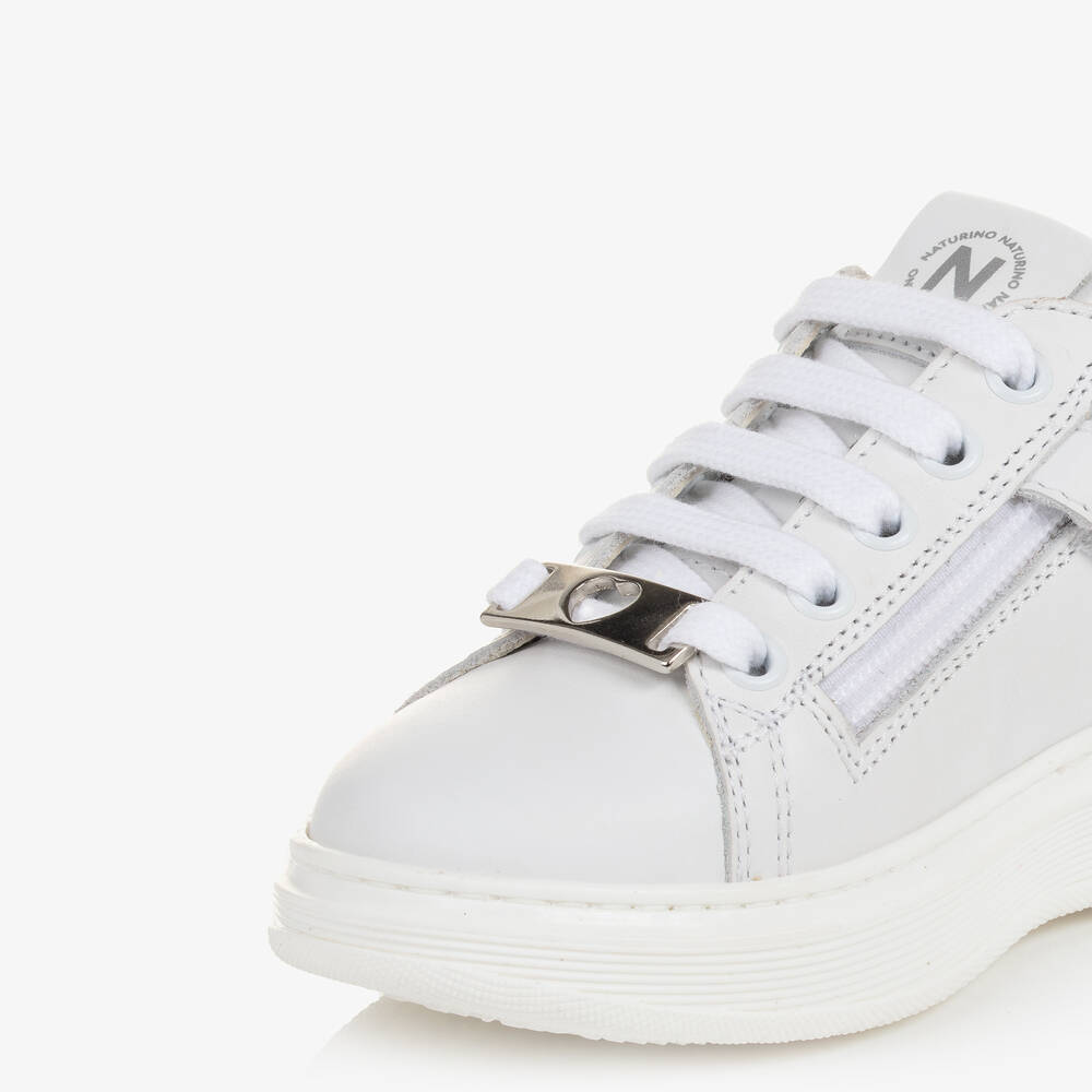 Naturino-Бело-серебристые кожаные кроссовки | Childrensalon Outlet