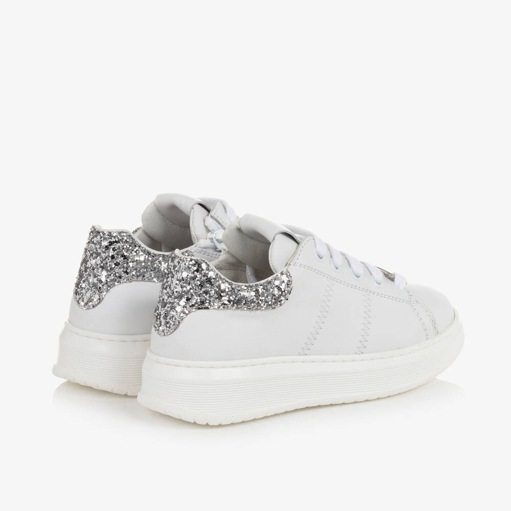 Naturino-Бело-серебристые кожаные кроссовки | Childrensalon Outlet
