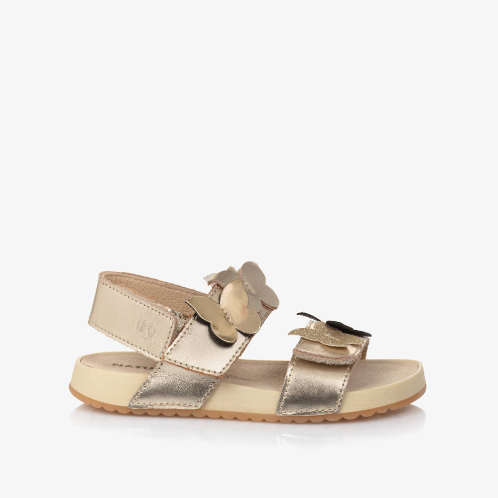 Naturino-Glittering Gold Butterfly Strap Sandals | Childrensalon Outlet