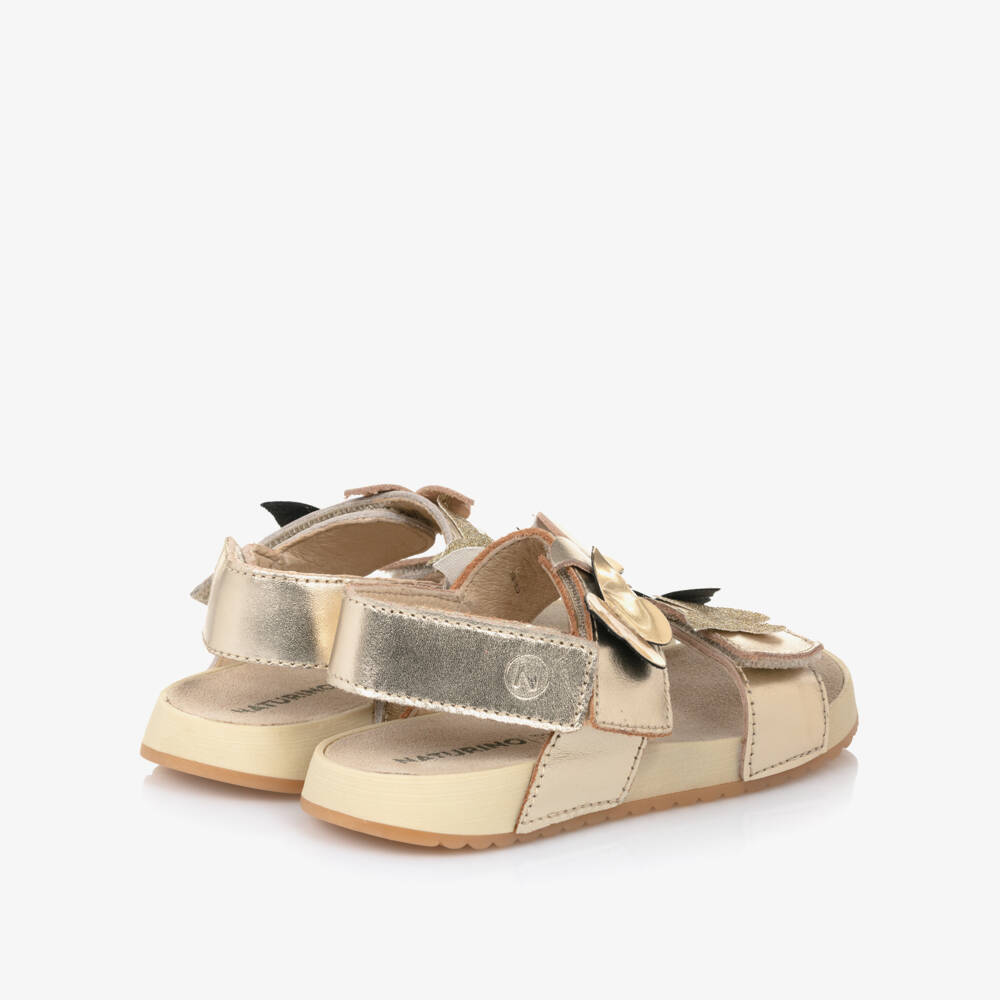 Naturino-Glittering Gold Butterfly Strap Sandals | Childrensalon Outlet