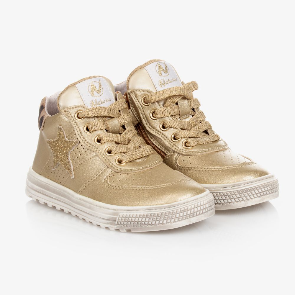 Naturino - Gold Leather Hi-Top Trainers | Childrensalon Outlet