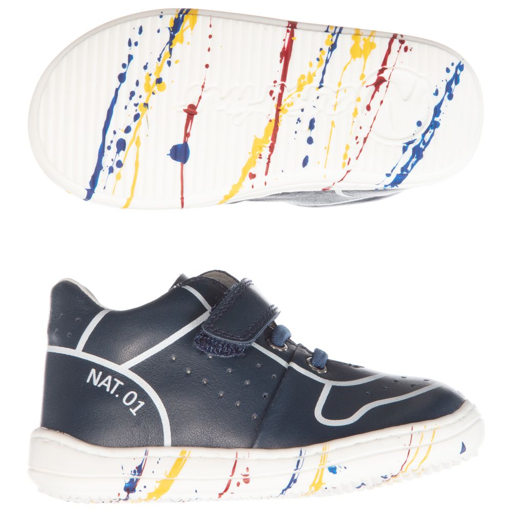 Naturino-Navy Blue Leather Trainers | Childrensalon Outlet