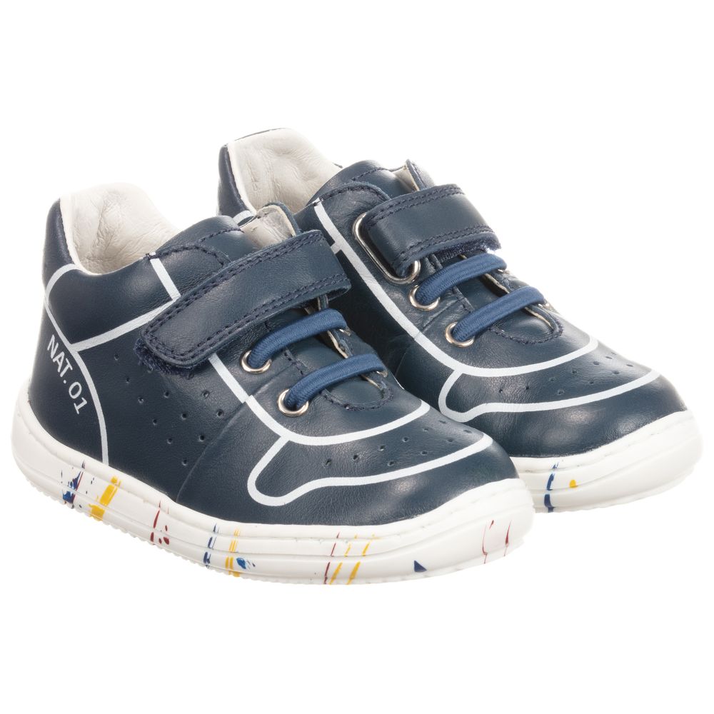 Naturino - Navy Blue Leather Trainers | Childrensalon