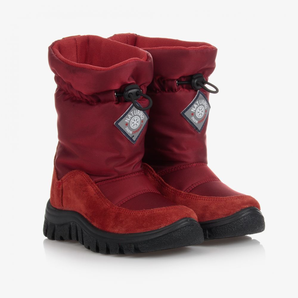 Naturino - Red Nylon & Suede Snow Boots | Childrensalon