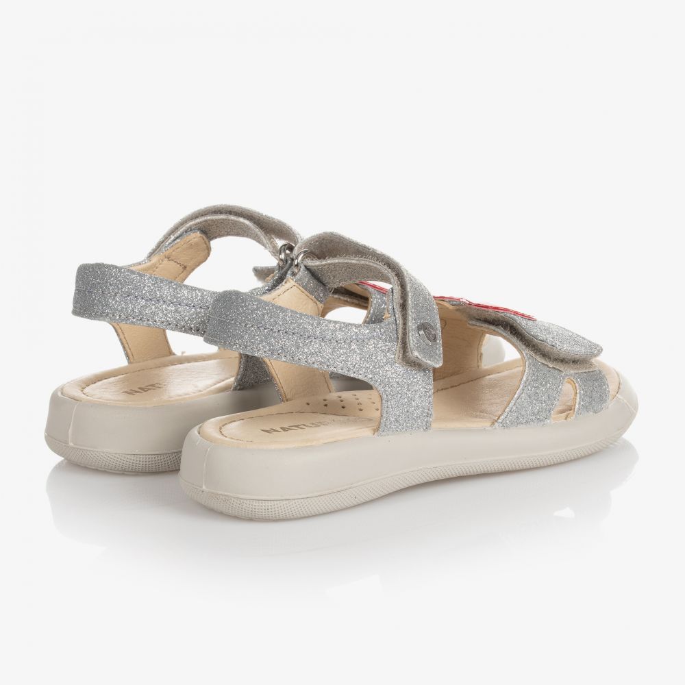 Naturino-Серебристые кожаные сандалии с блестками | Childrensalon Outlet