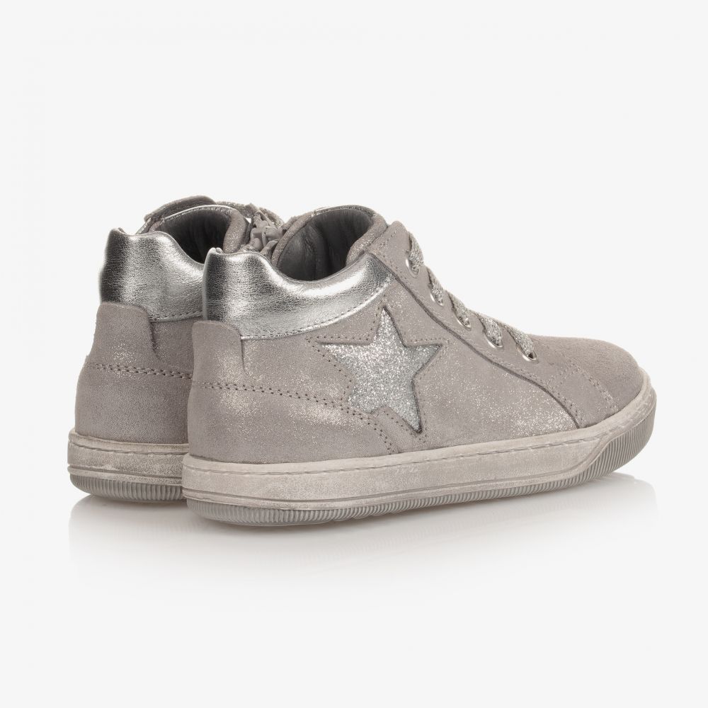 Naturino-Серебристые кожаные высокие кроссовки | Childrensalon Outlet