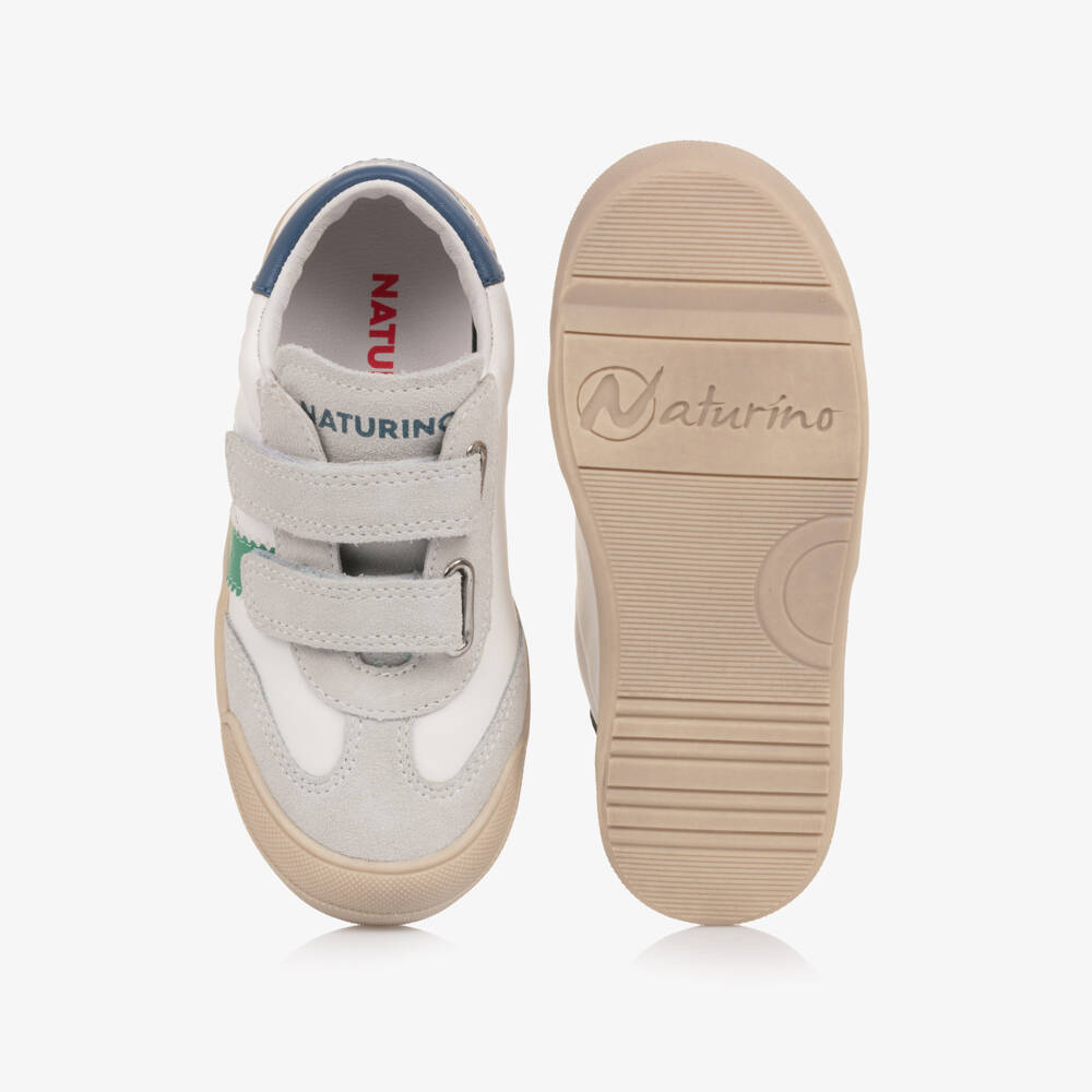 Naturino-Youth White & Green Leather Sneakers | Childrensalon Outlet