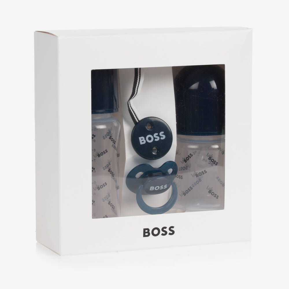 BOSS-Navy Blue Bottle & Dummy Set | Childrensalon Outlet