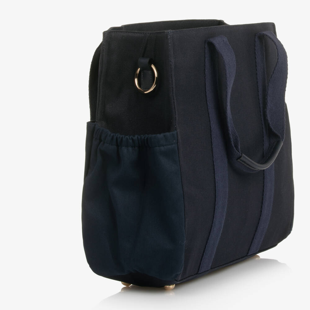 Chloé-Navy Blue Canvas Changing Bag with Pouch & Mat (41cm) | Childrensalon Outlet