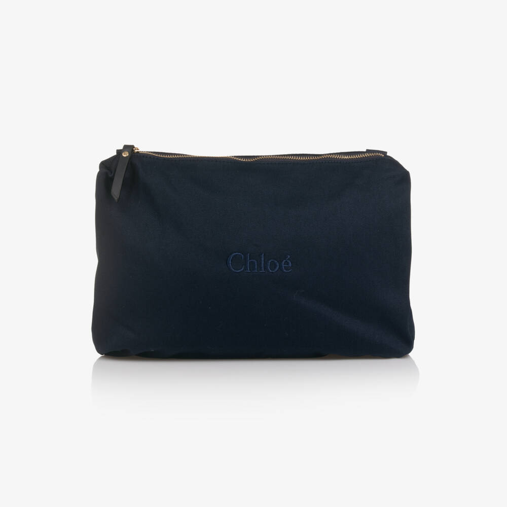 Chloé-Navy Blue Canvas Changing Bag with Pouch & Mat (41cm) | Childrensalon Outlet