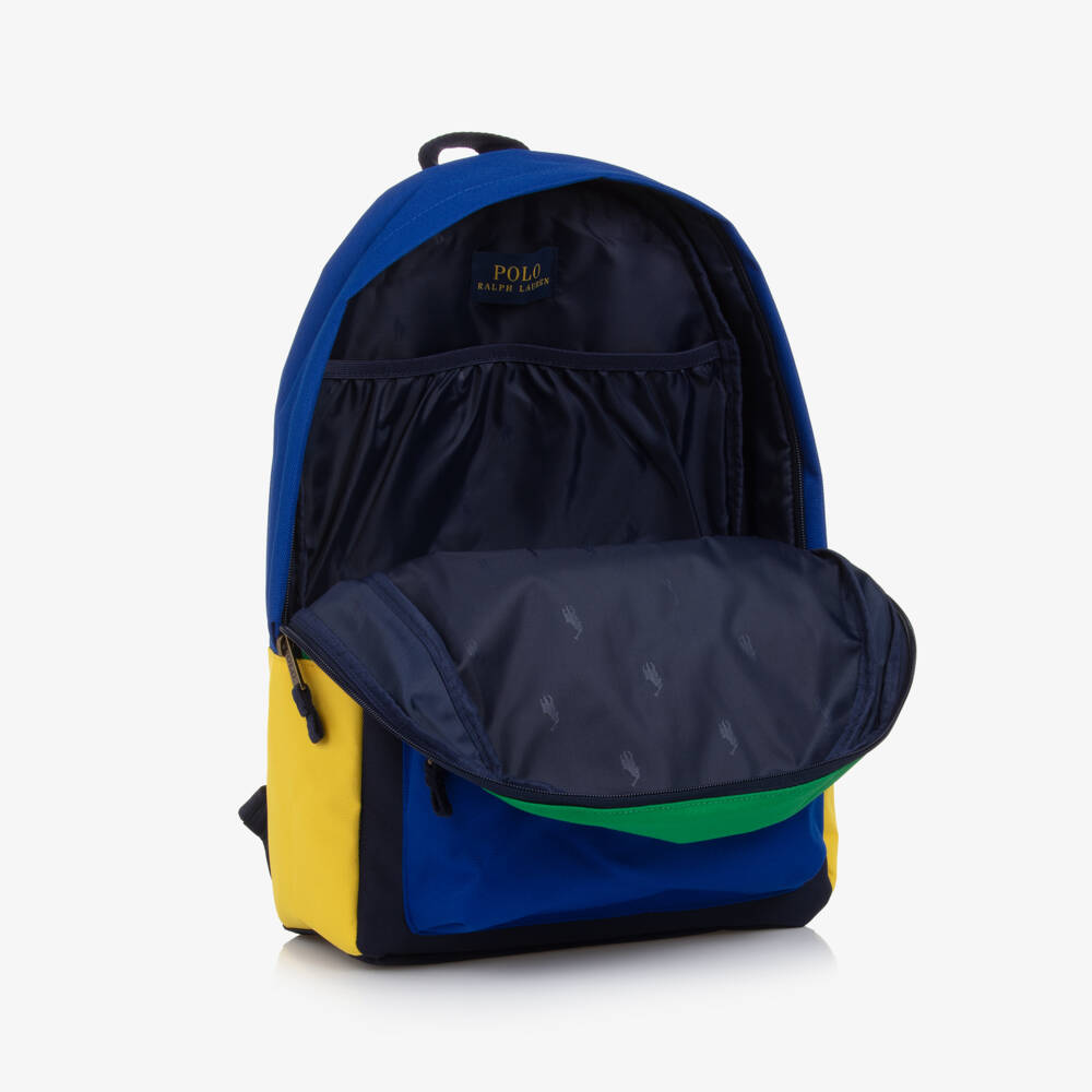 Ralph Lauren-Navy Blue Colorblock Canvas Backpack (45cm) | Childrensalon Outlet