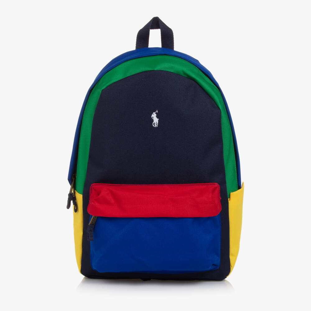 Ralph Lauren-Navy Blue Colorblock Canvas Backpack (45cm) | Childrensalon Outlet