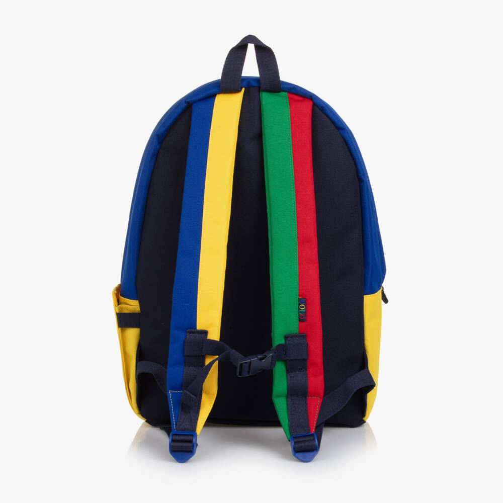 Ralph Lauren-Navy Blue Colorblock Canvas Backpack (45cm) | Childrensalon Outlet