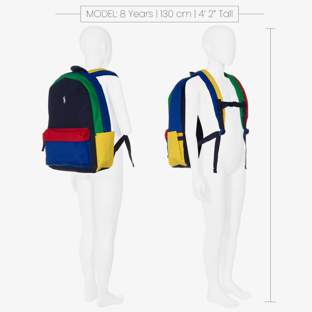 Ralph Lauren-Navy Blue Colorblock Canvas Backpack (45cm) | Childrensalon Outlet