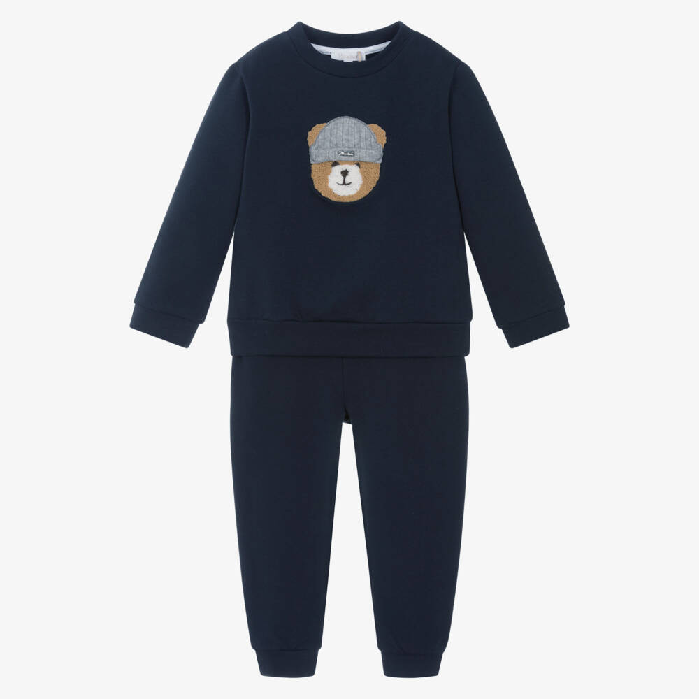 Patachou-Navy Blue Cotton Jersey Teddy Tracksuit | Childrensalon Outlet