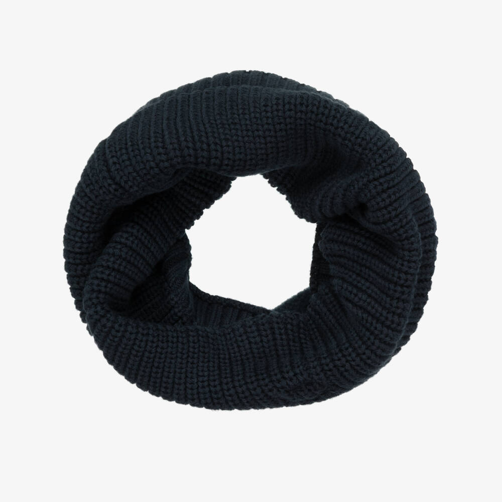 Mayoral-Navy Blue Cotton Ribbed Knit Snood | Childrensalon Outlet