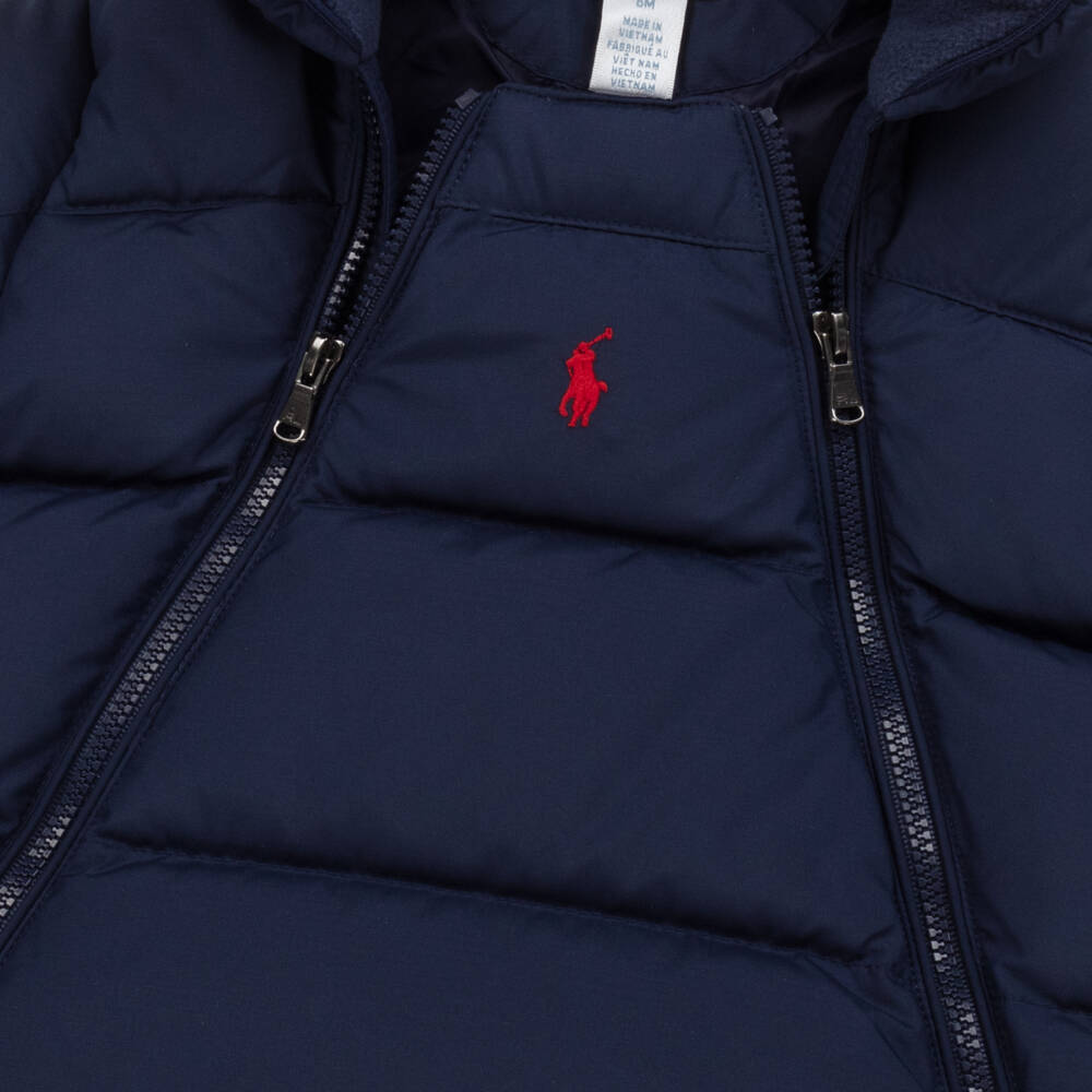 Ralph Lauren-Navy Blue Down Padded Snowsuit | Childrensalon Outlet