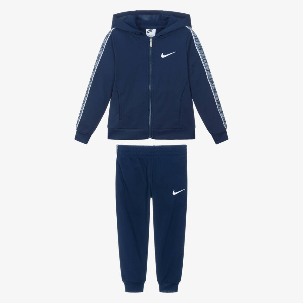 Nike-Navy Blue Dri-FIT Tracksuit with Logo Tape Trims | Childrensalon Outlet