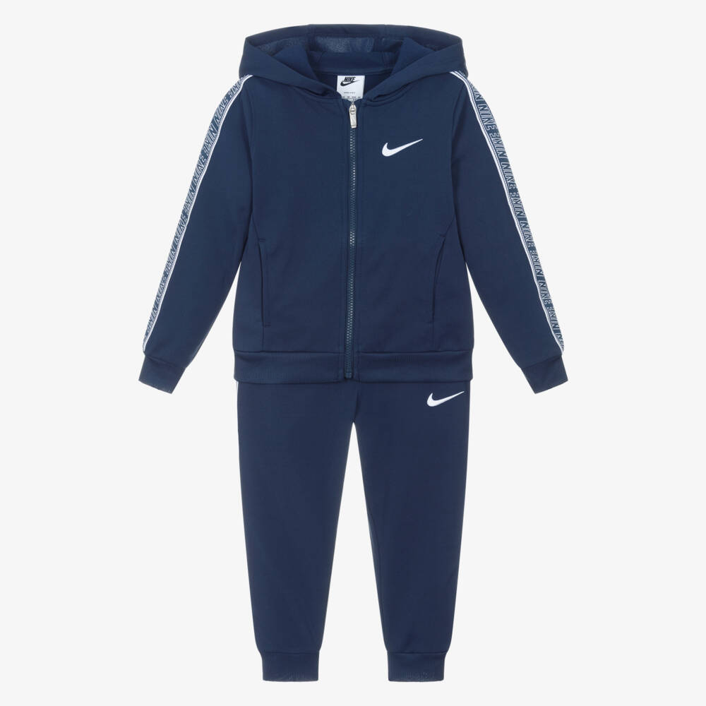 Nike-Navy Blue Dri-FIT Tracksuit with Logo Tape Trims | Childrensalon Outlet