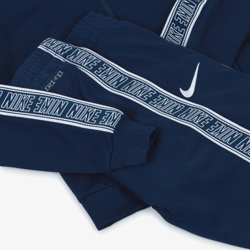 Nike-Navy Blue Dri-FIT Tracksuit with Logo Tape Trims | Childrensalon Outlet