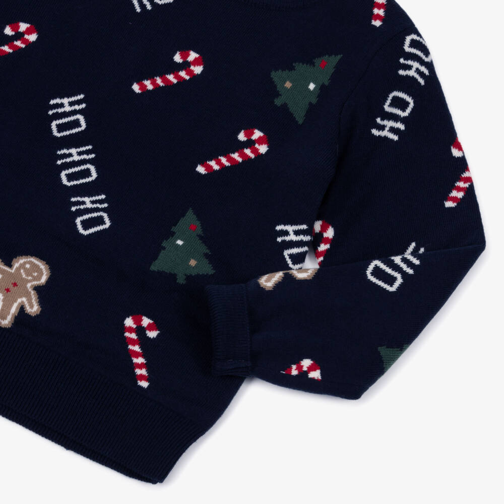 NAME IT-Navy Blue Festive Ho Ho Ho Sweater | Childrensalon Outlet