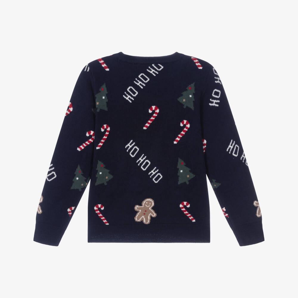 NAME IT-Navy Blue Festive Ho Ho Ho Sweater | Childrensalon Outlet
