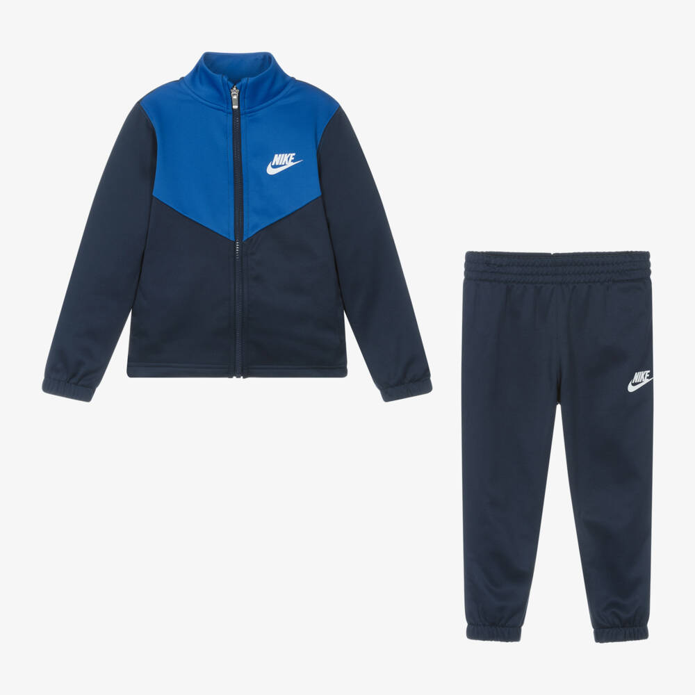 Nike-Navy Blue Jersey Swoosh Logo Tracksuit | Childrensalon Outlet