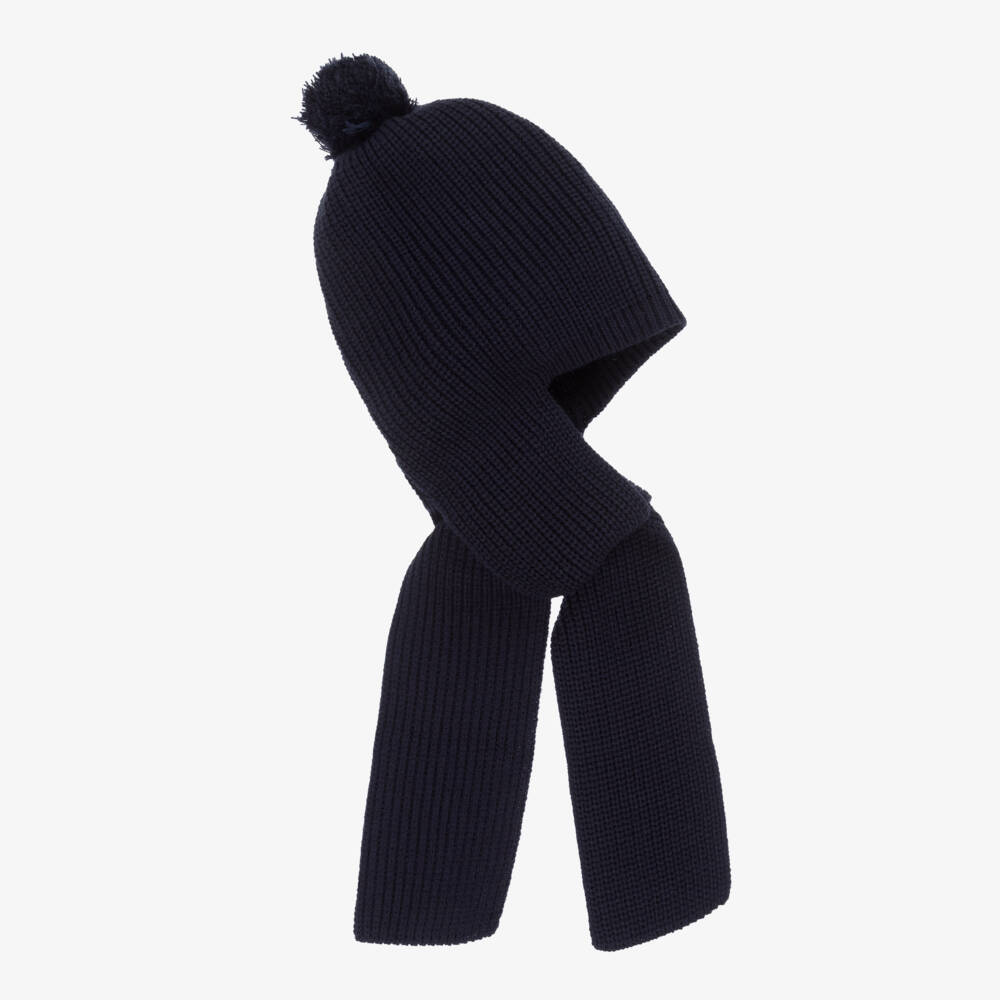 Artesanía Granlei-Navy Blue Knitted Baby Hat Scarf | Childrensalon Outlet