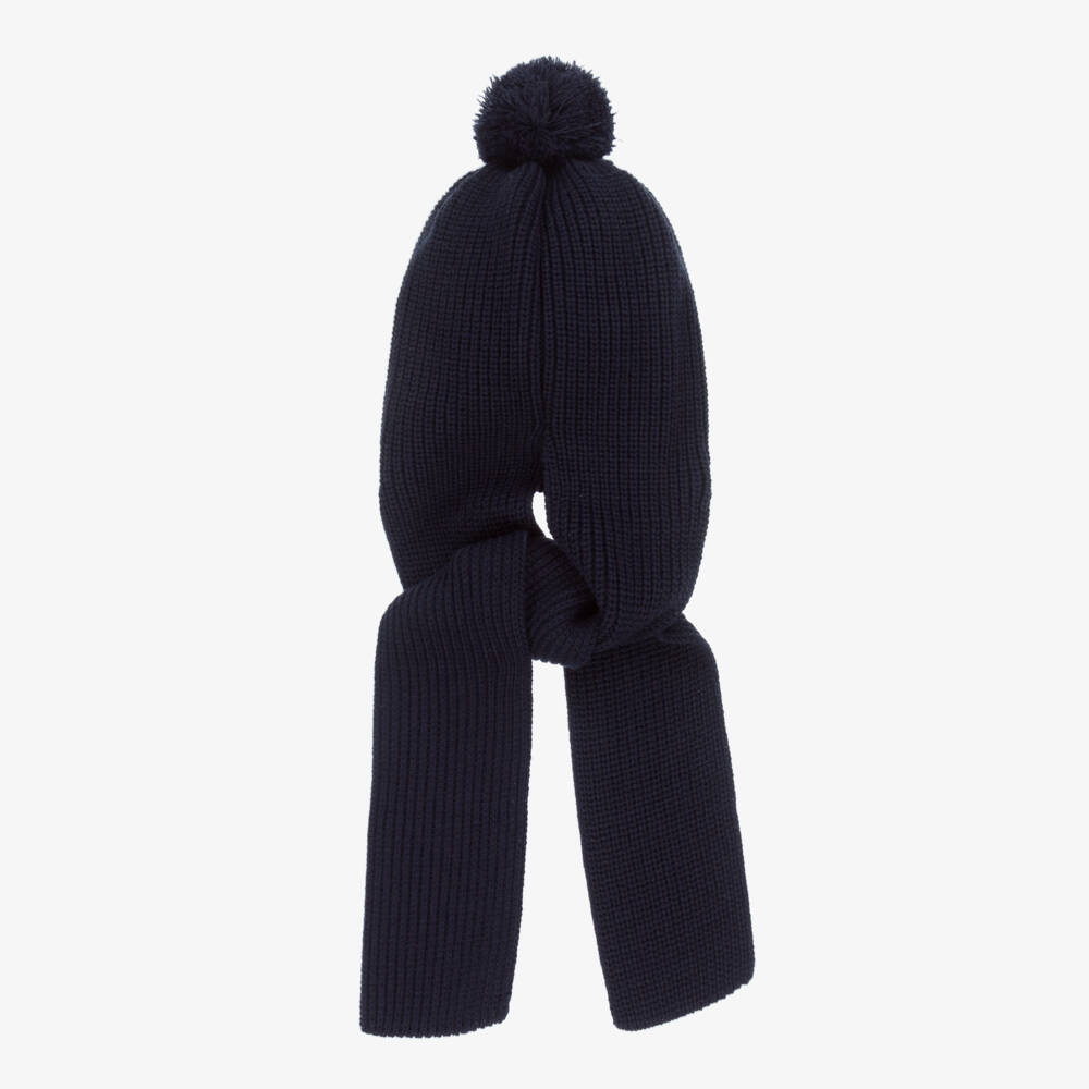 Artesanía Granlei-Navy Blue Knitted Baby Hat Scarf | Childrensalon Outlet