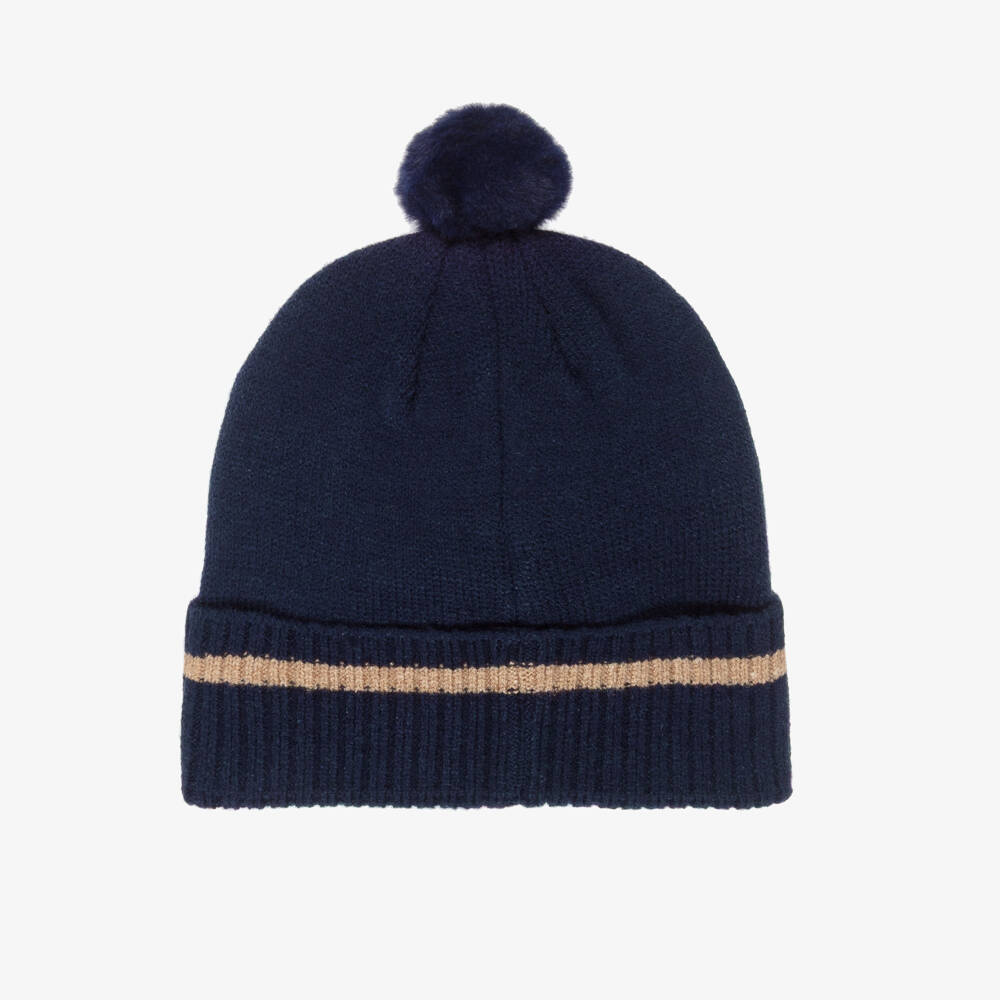 Mayoral-Navy Blue Knitted Hat & Scarf Dog Set | Childrensalon Outlet