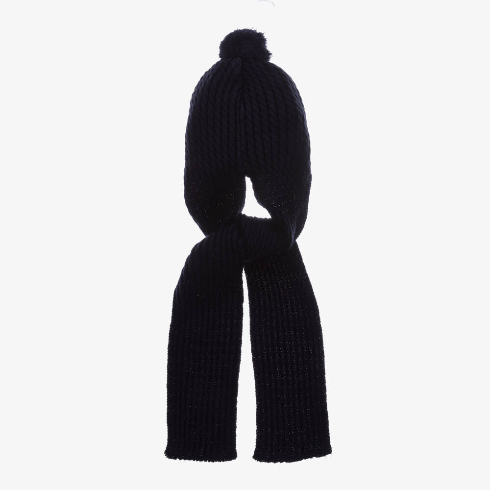 Artesanía Granlei-Navy Blue Knitted Pom-Pom Hat | Childrensalon Outlet