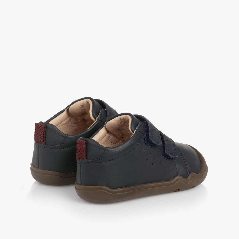 Geox-Navy Blue Leather Velcro First Walker Shoes | Childrensalon Outlet