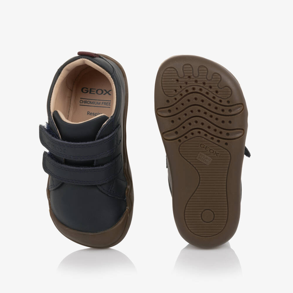 Geox-Navy Blue Leather Velcro First Walker Shoes | Childrensalon Outlet