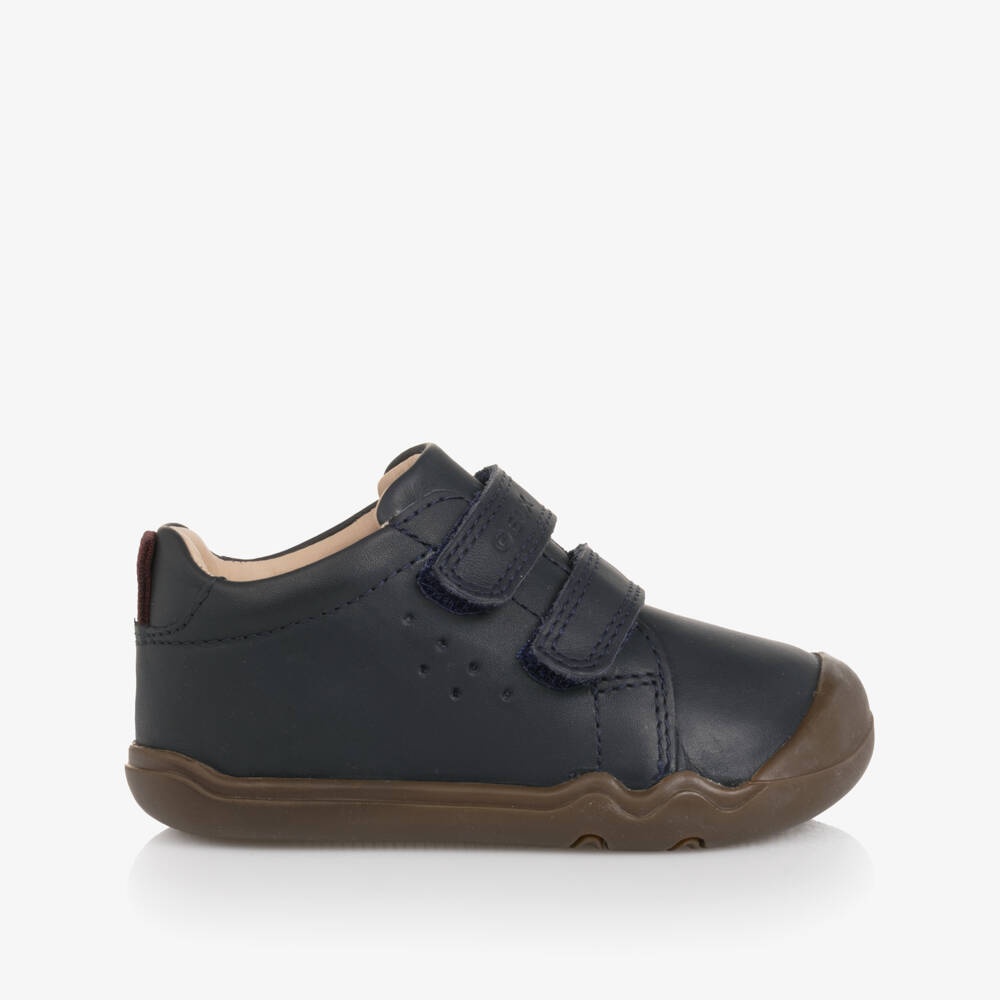 Geox-Navy Blue Leather Velcro First Walker Shoes | Childrensalon Outlet