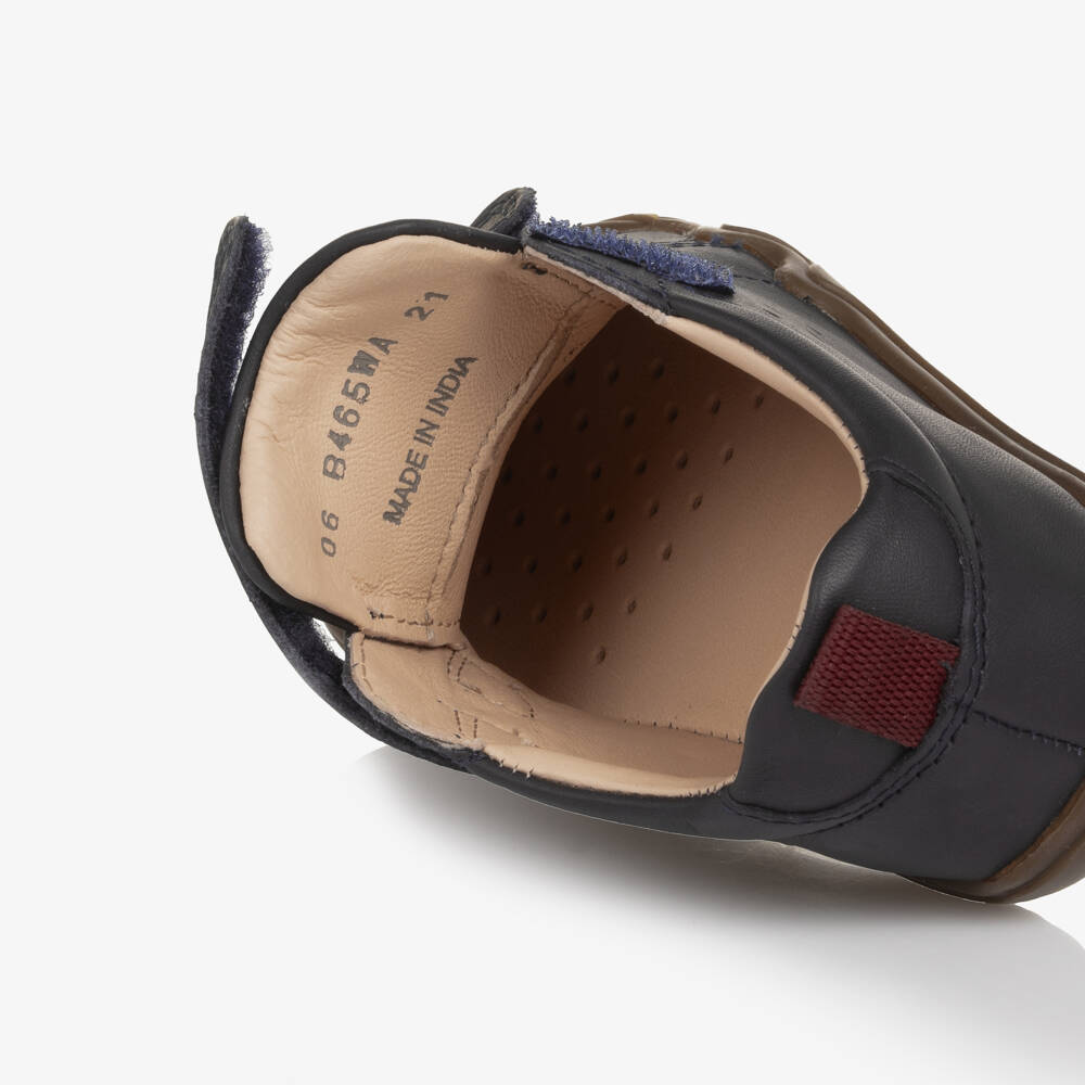 Geox-Navy Blue Leather Velcro First Walker Shoes | Childrensalon Outlet