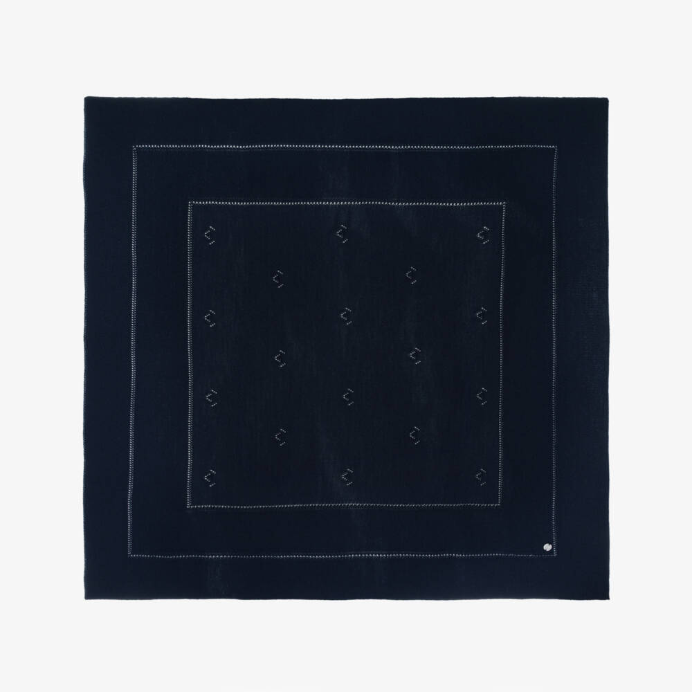 Artesanía Granlei-Navy Blue Openwork Knitted Baby Blanket (106cm) | Childrensalon Outlet
