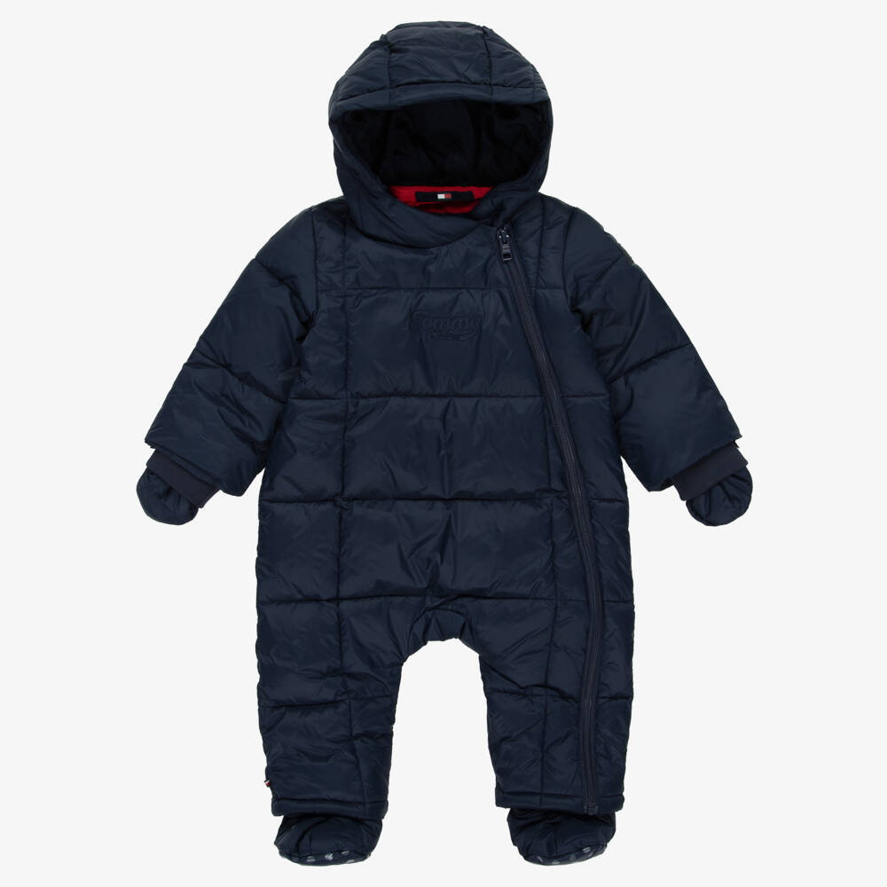 Tommy Hilfiger-Navy Blue Padded Baby Snowsuit | Childrensalon Outlet